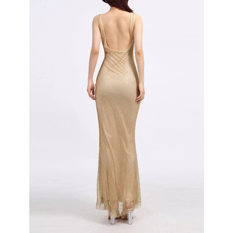 Backless Scoop Neck Maxi Dress Apparel and Accessories