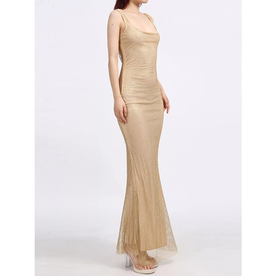 Backless Scoop Neck Maxi Dress Apparel and Accessories