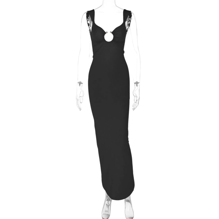 Backless Slit Back Cutout Maxi Dress Apparel and Accessories