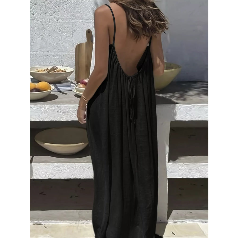 Backless Spaghetti Strap Maxi Dress Apparel and Accessories