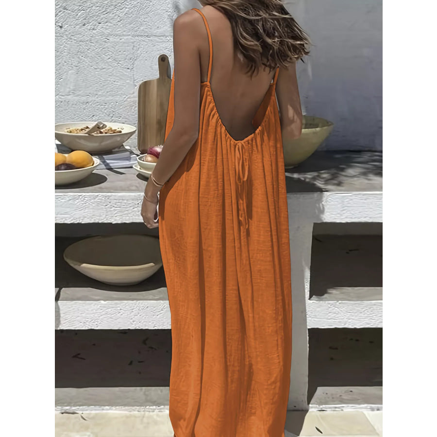 Backless Spaghetti Strap Maxi Dress Apparel and Accessories