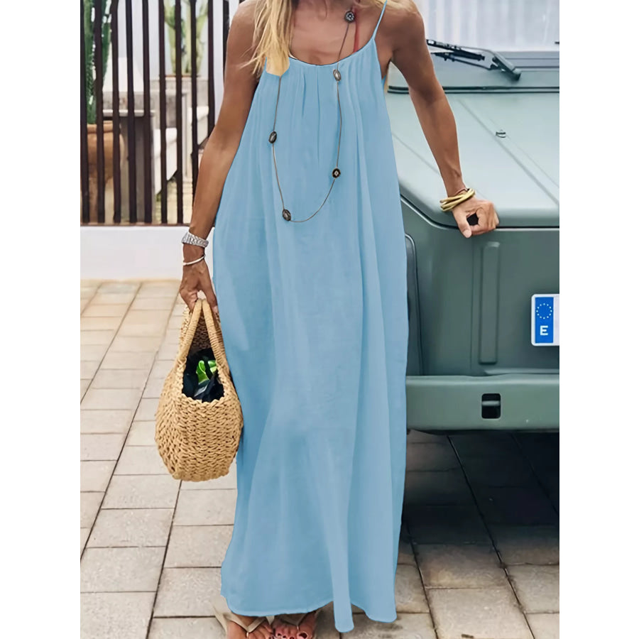 Backless Spaghetti Strap Maxi Dress Apparel and Accessories