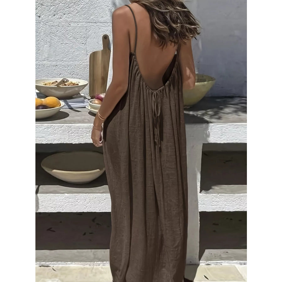 Backless Spaghetti Strap Maxi Dress Apparel and Accessories