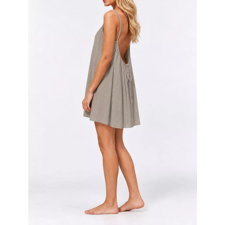 Backless Spaghetti Strap Mini Dress Apparel and Accessories