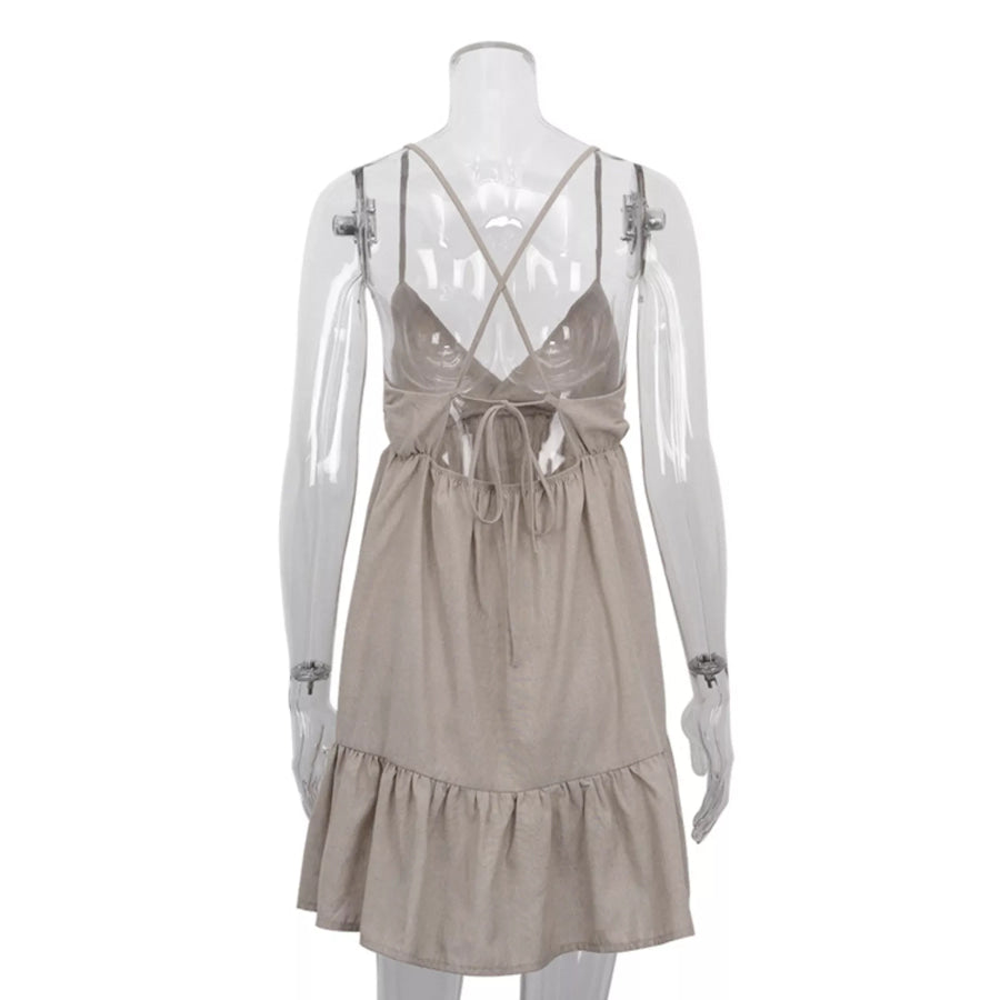 Backless Spaghetti Strap Mini Dress Apparel and Accessories