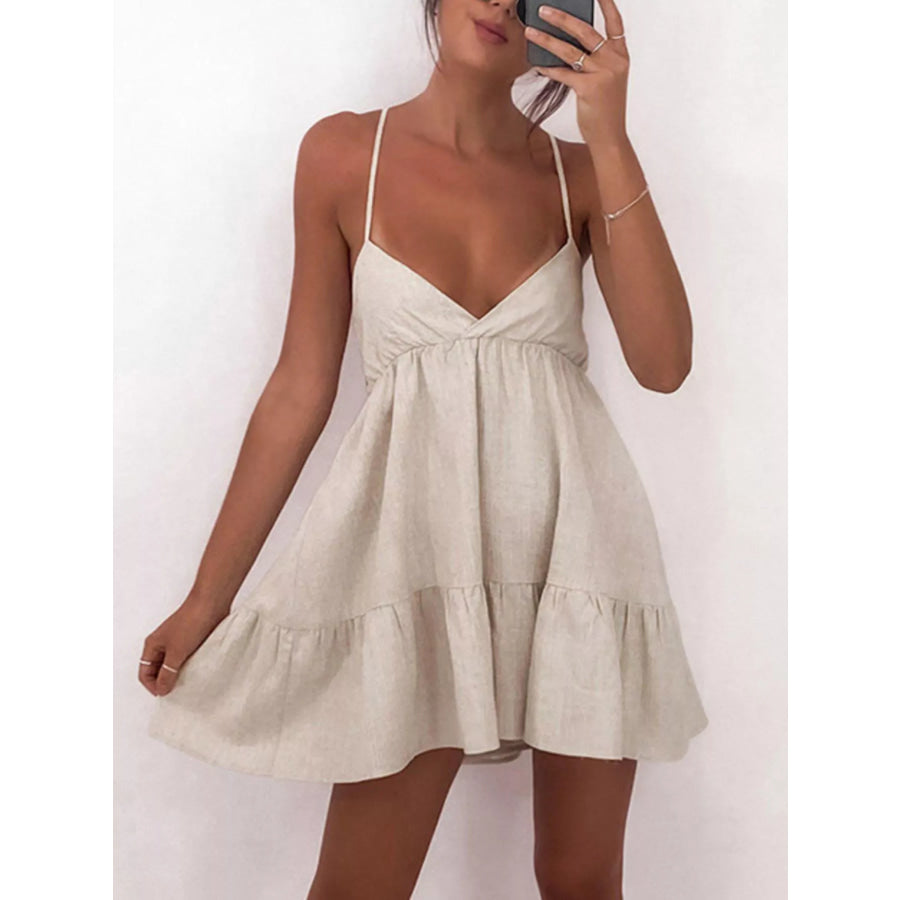 Backless Spaghetti Strap Mini Dress Apparel and Accessories