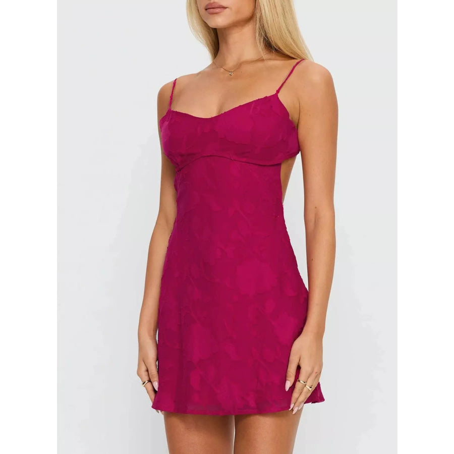 Backless Spaghetti Strap Mini Dress Burgundy / XS Apparel and Accessories