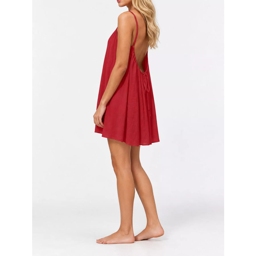 Backless Spaghetti Strap Mini Dress Apparel and Accessories