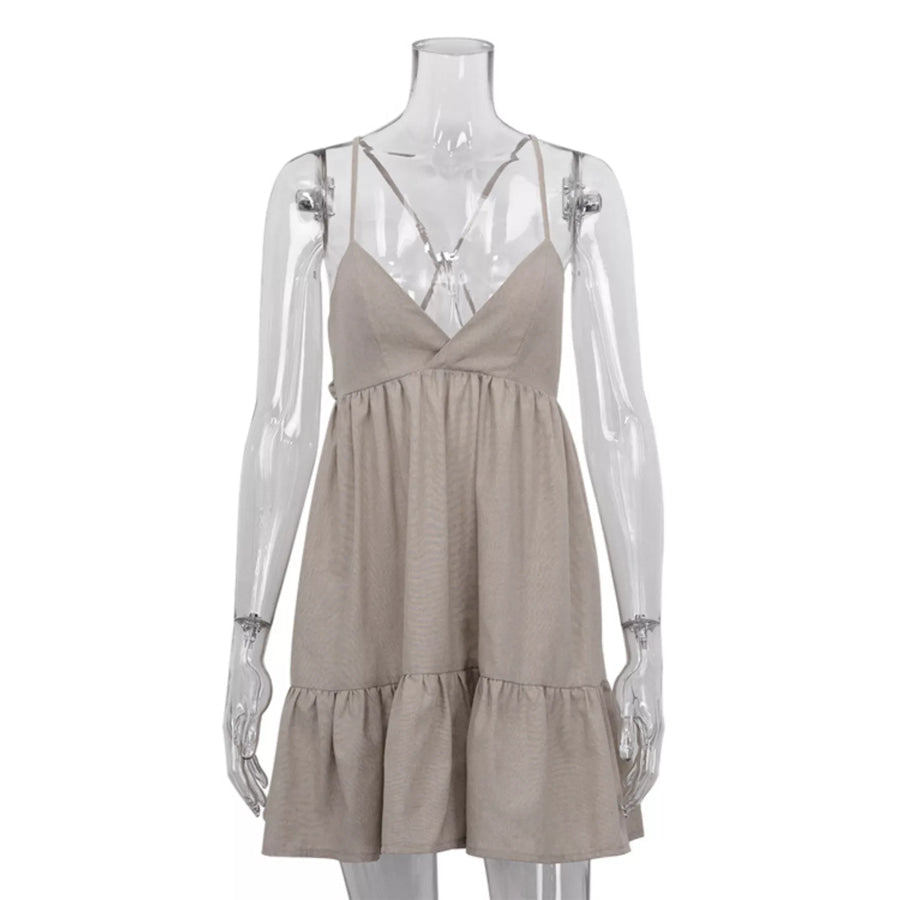 Backless Spaghetti Strap Mini Dress Apparel and Accessories