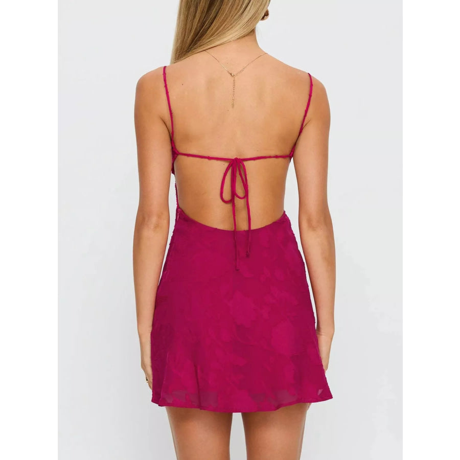Backless Spaghetti Strap Mini Dress Apparel and Accessories