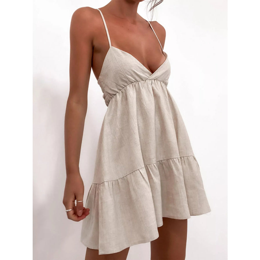 Backless Spaghetti Strap Mini Dress Apparel and Accessories