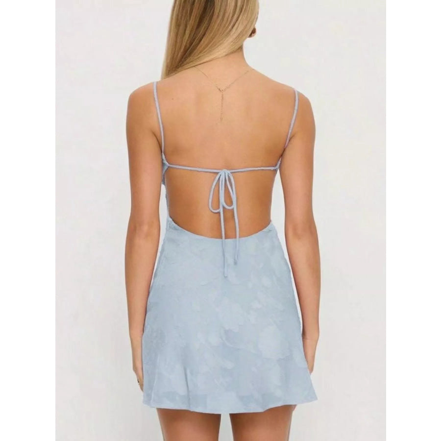 Backless Spaghetti Strap Mini Dress Apparel and Accessories
