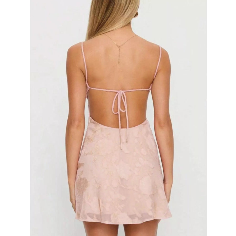Backless Spaghetti Strap Mini Dress Apparel and Accessories