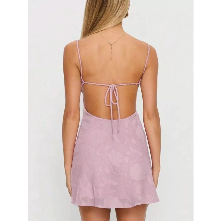 Backless Spaghetti Strap Mini Dress Apparel and Accessories