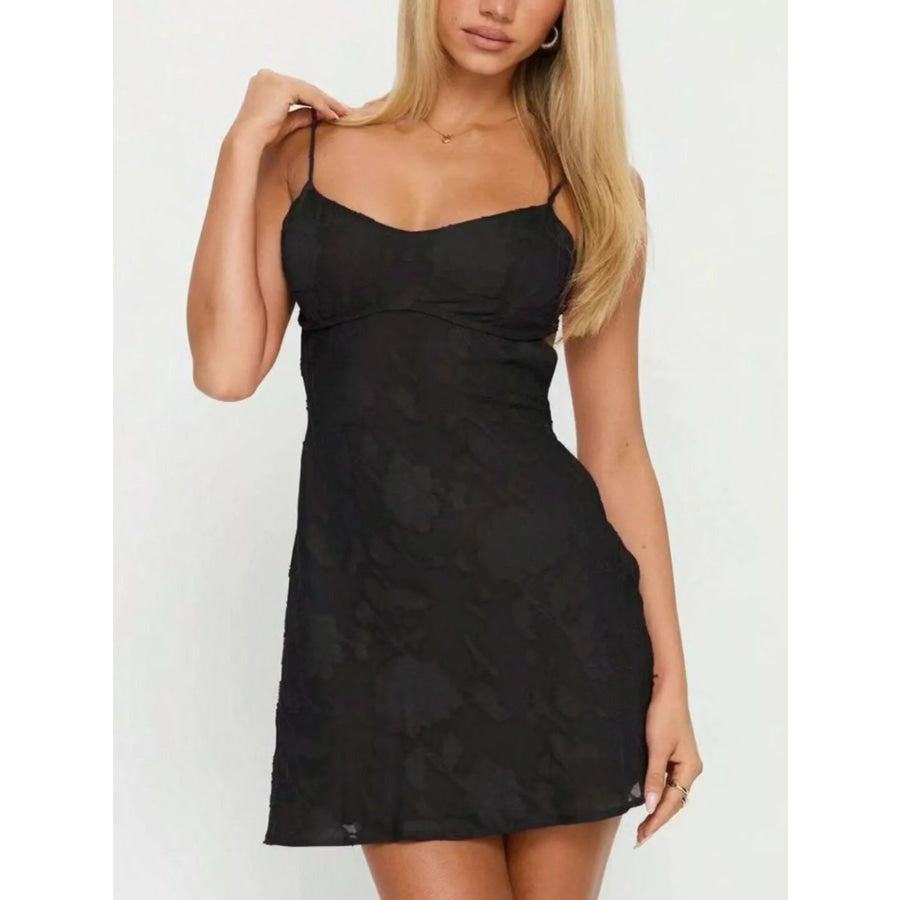 Backless Spaghetti Strap Mini Dress Black / XS Apparel and Accessories