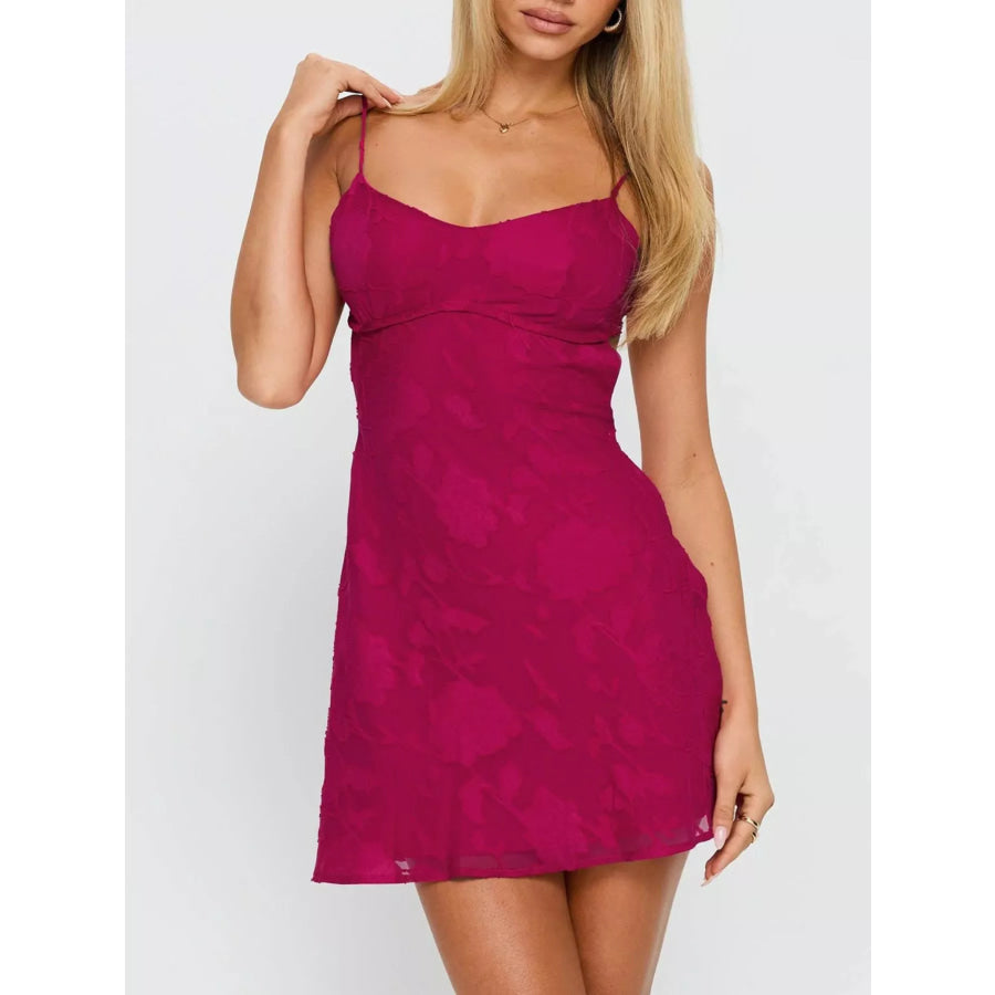 Backless Spaghetti Strap Mini Dress Burgundy / XS Apparel and Accessories