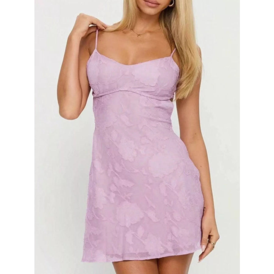 Backless Spaghetti Strap Mini Dress Lavender / XS Apparel and Accessories