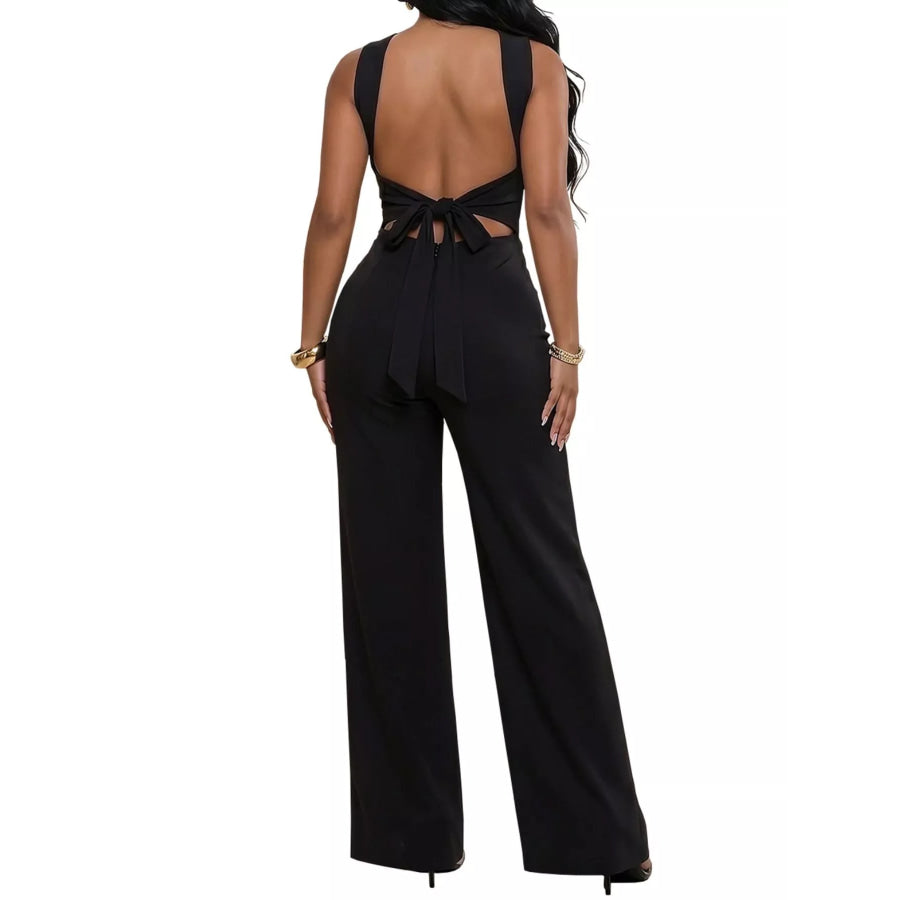 Backless Twist Top and Wide-Leg Pants Set Apparel and Accessories