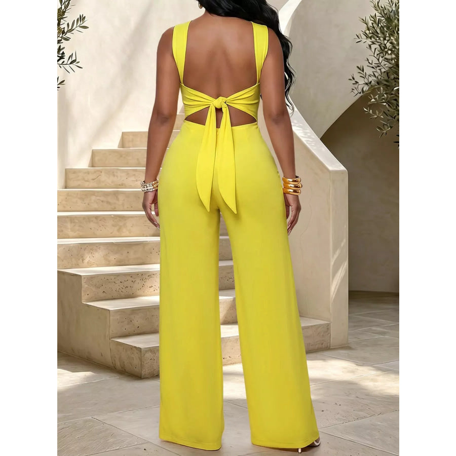 Backless Twist Top and Wide-Leg Pants Set Apparel and Accessories