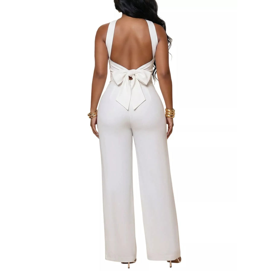 Backless Twist Top and Wide-Leg Pants Set Apparel and Accessories