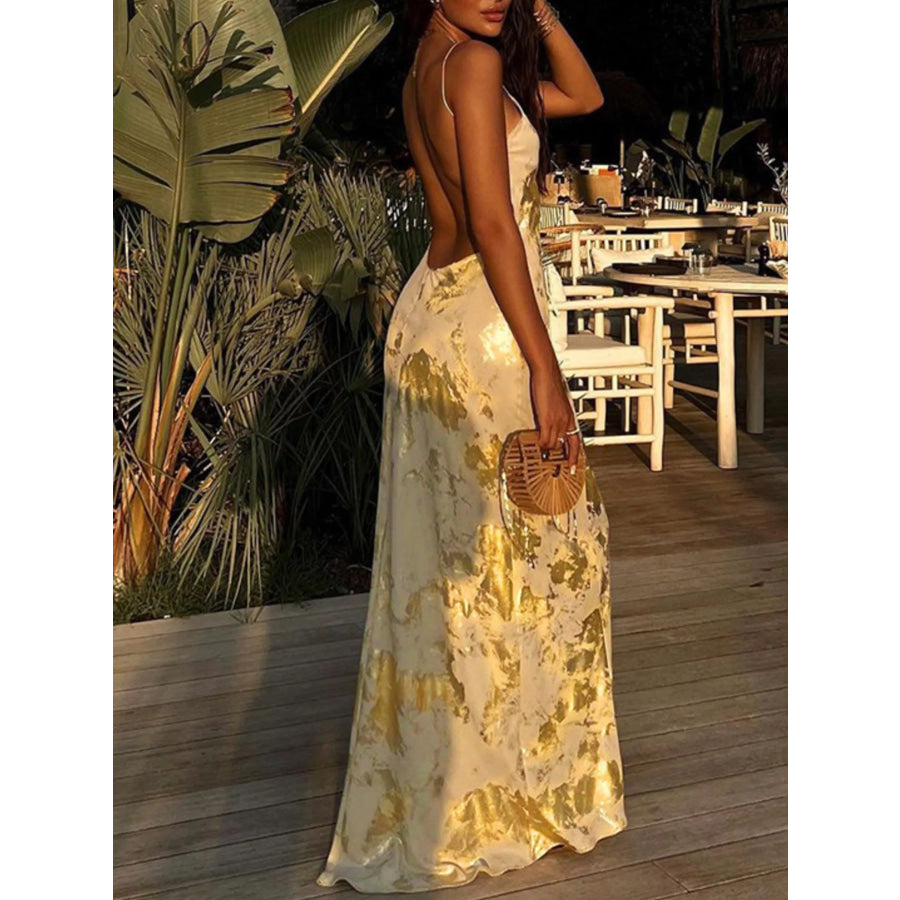 Backless V-Neck Maxi Dress Apparel and Accessories