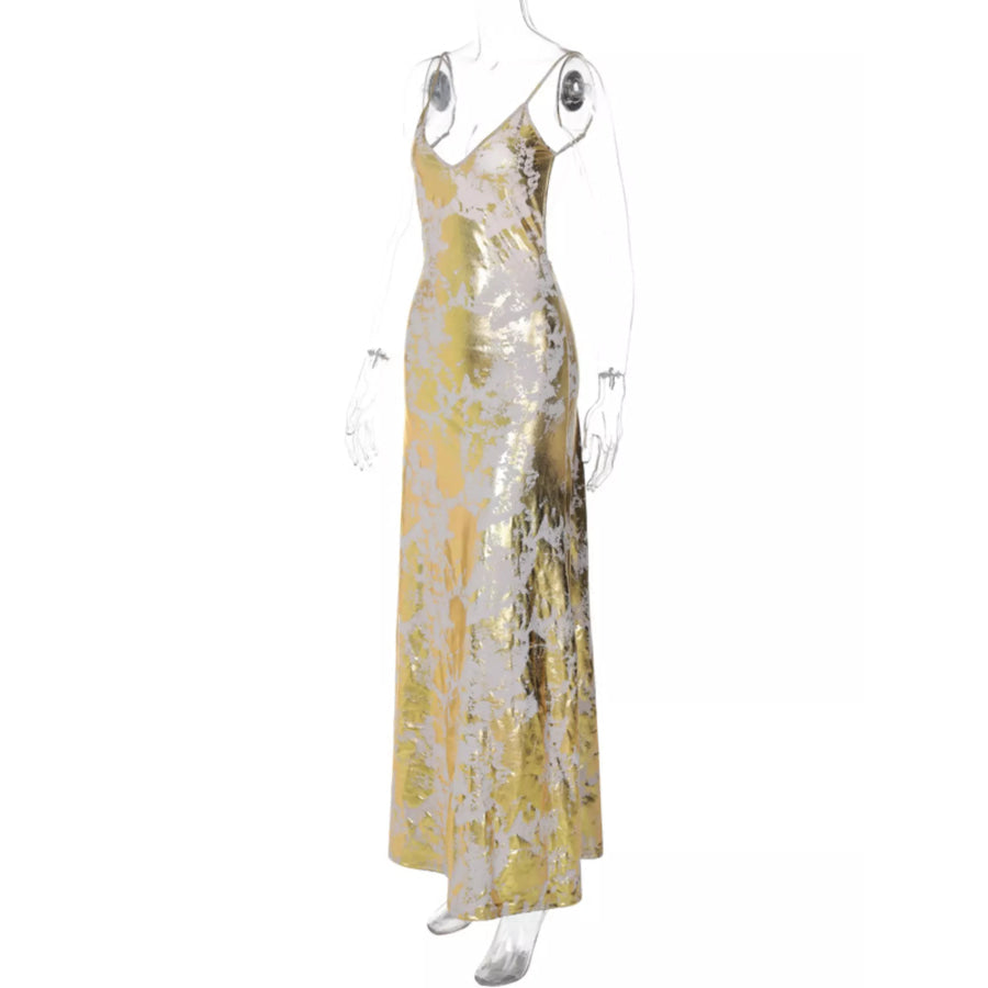 Backless V-Neck Maxi Dress Apparel and Accessories