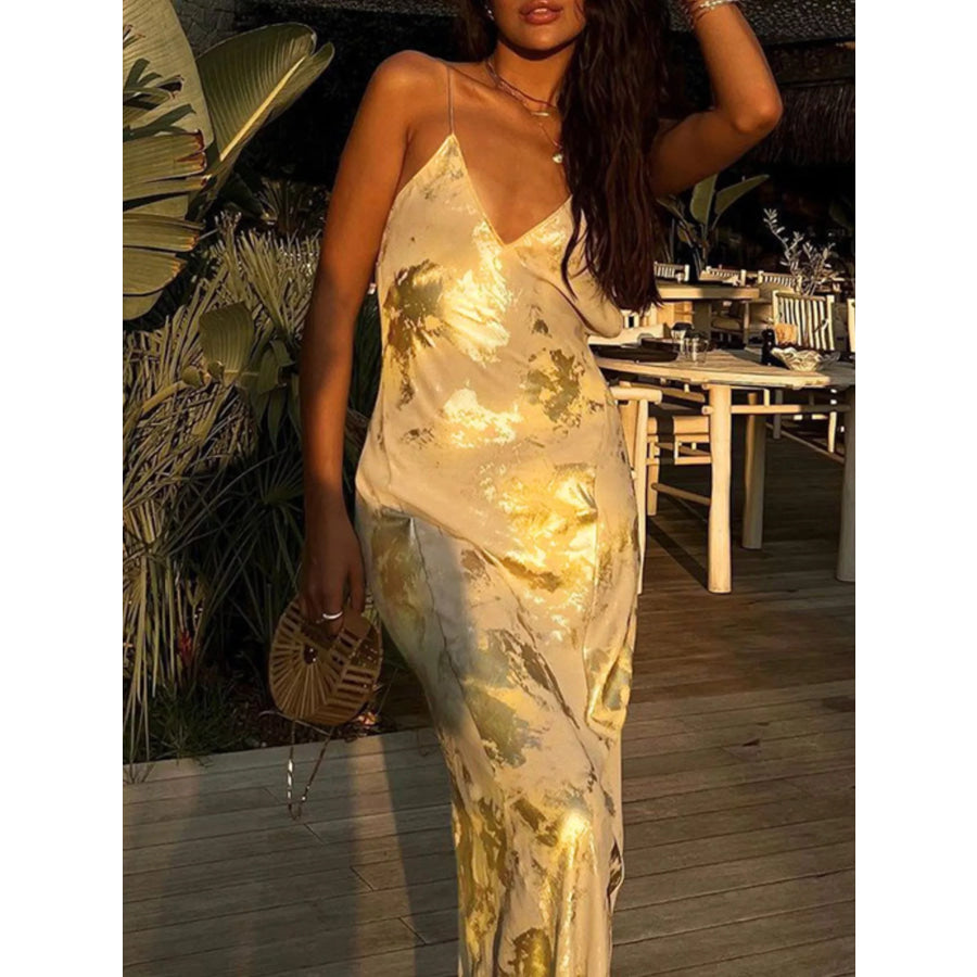 Backless V-Neck Maxi Dress Apparel and Accessories
