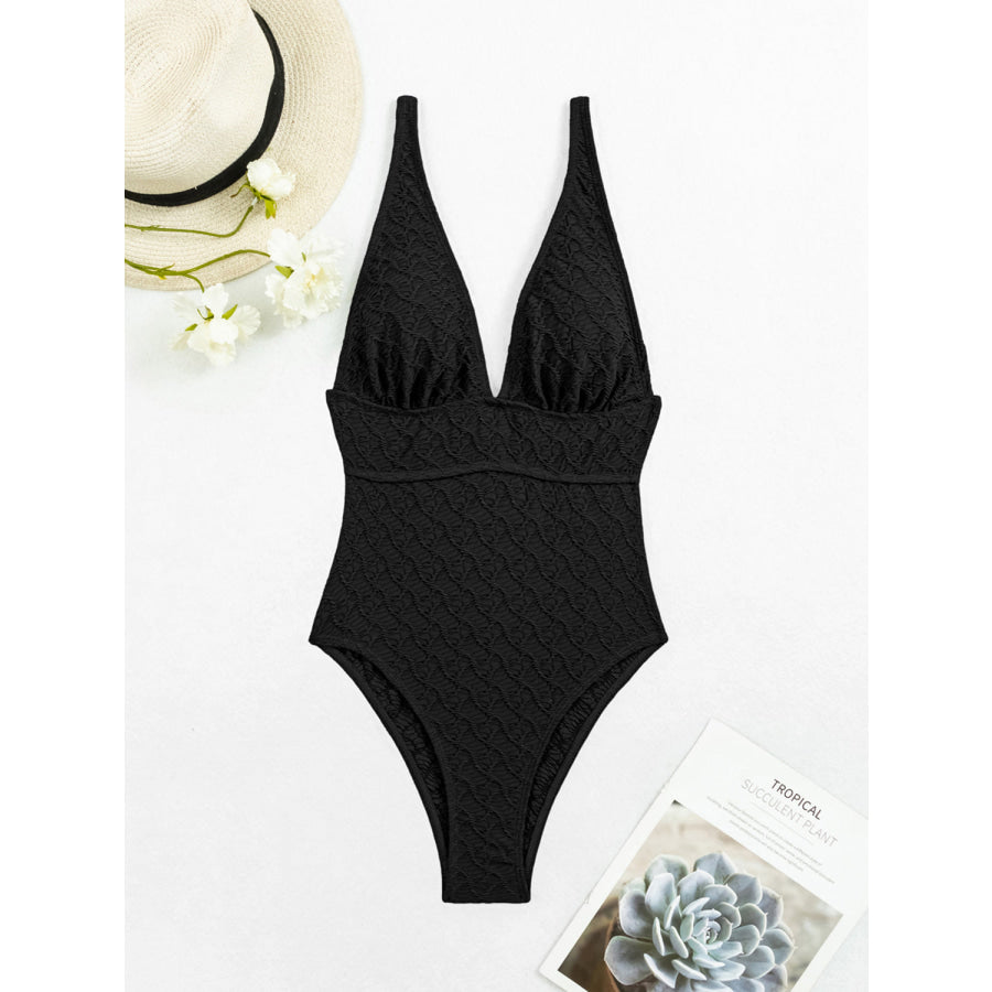 Backless V-Neck Sleeveless One-Piece Swimwear Apparel and Accessories