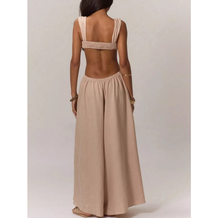 Backless Wide-Leg Jumpsuit with Cut-out Detail Apparel and Accessories