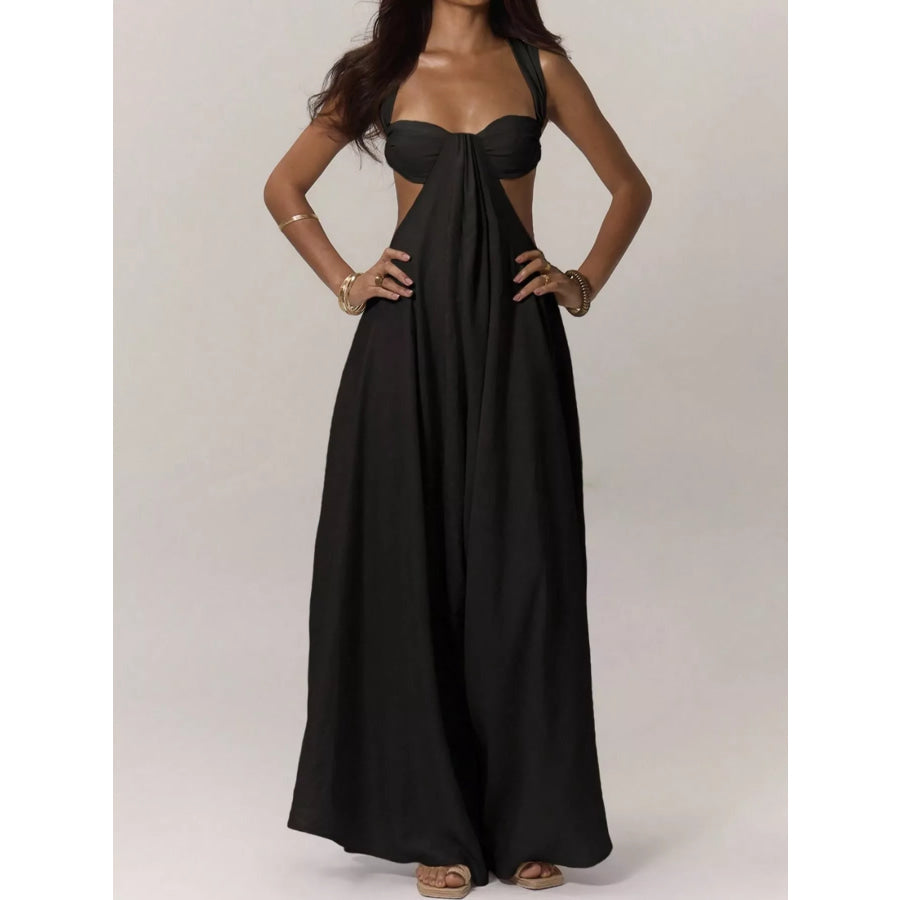 Backless Wide-Leg Jumpsuit with Cut-out Detail Black / XS Apparel and Accessories