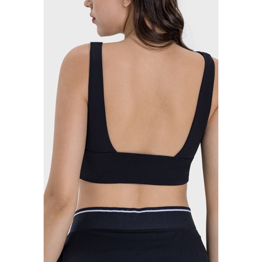 Backless Wide Strap Active Bra Black / 4 Apparel and Accessories