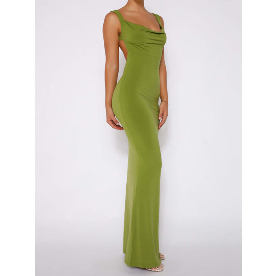 Backless Wide Strap Maxi Dress Apparel and Accessories