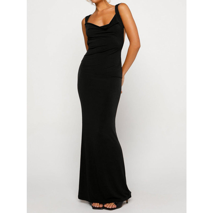 Backless Wide Strap Maxi Dress Apparel and Accessories