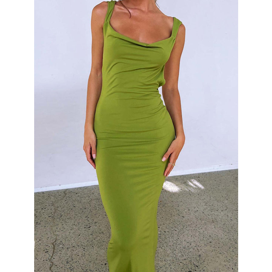 Backless Wide Strap Maxi Dress Apparel and Accessories