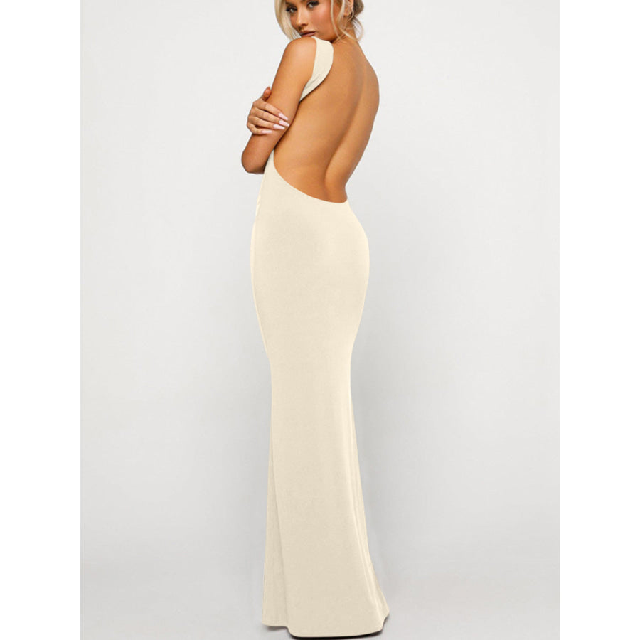 Backless Wide Strap Maxi Dress Apparel and Accessories