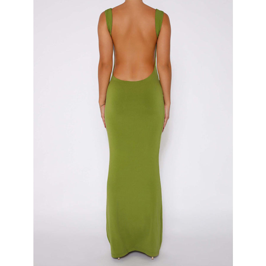 Backless Wide Strap Maxi Dress Apparel and Accessories