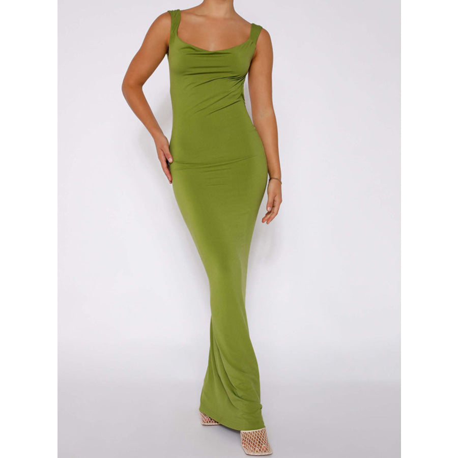 Backless Wide Strap Maxi Dress Lime / S Apparel and Accessories