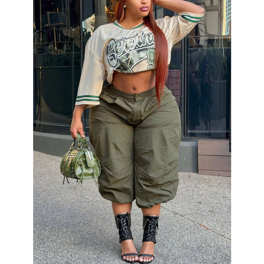 Baggy Cargo Cropped Pants Apparel and Accessories
