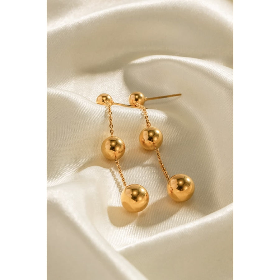 Ball Bead and Chain Stainless Steel Earrings Gold / One Size