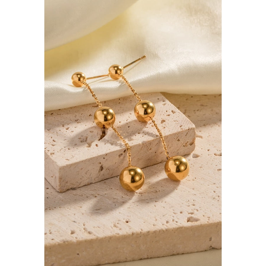 Ball Bead and Chain Stainless Steel Earrings Gold / One Size