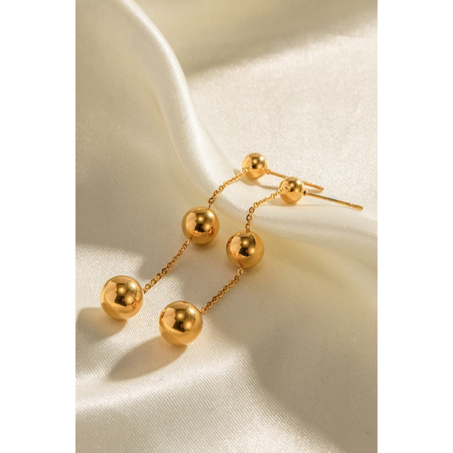 Ball Bead and Chain Stainless Steel Earrings Gold / One Size