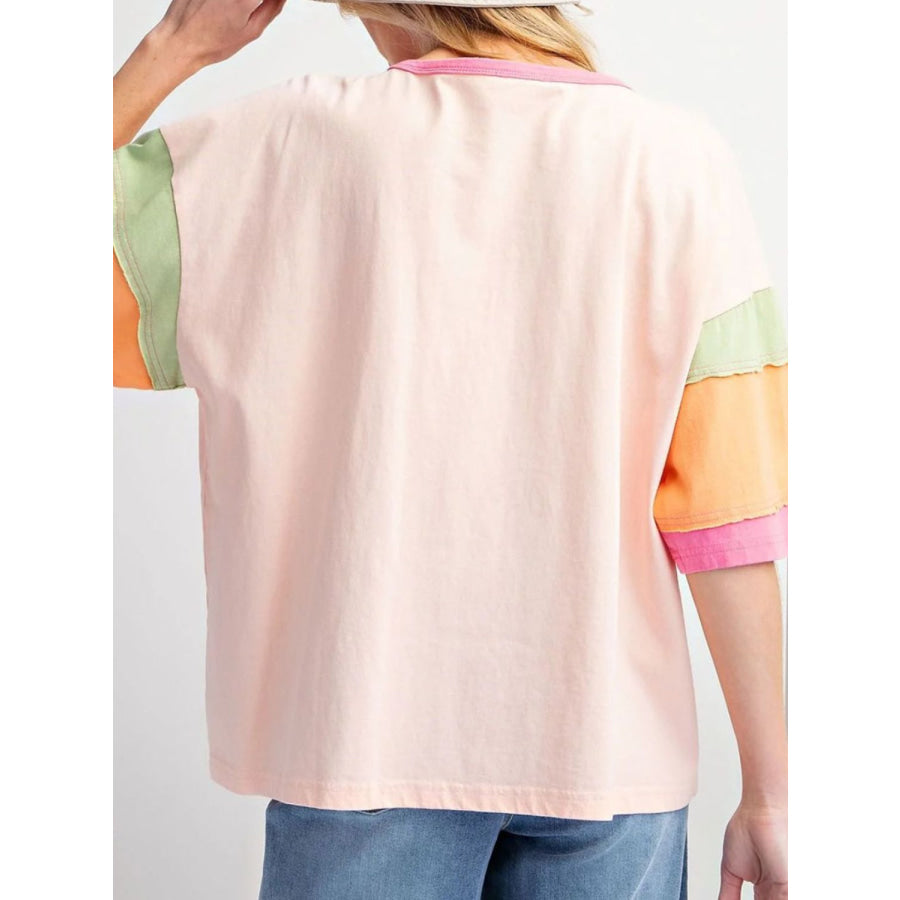 Ball Round Neck Half Sleeve T-Shirt Watermelon pink / S Apparel and Accessories