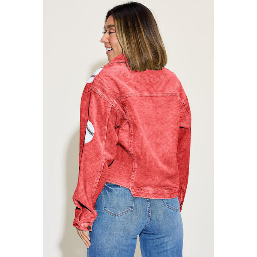 Ball Sequin Dropped Shoulder Raw Hem Jacket Apparel and Accessories