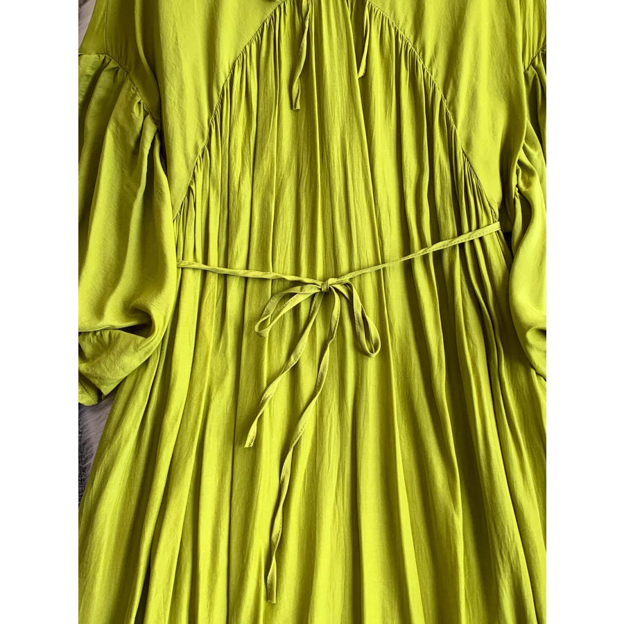 Balloon Sleeve Tie-Waist Dress Apparel and Accessories