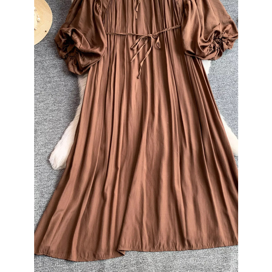 Balloon Sleeve Tie-Waist Dress Apparel and Accessories