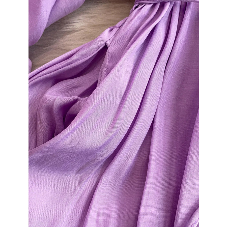 Balloon Sleeve Tie-Waist Dress Apparel and Accessories