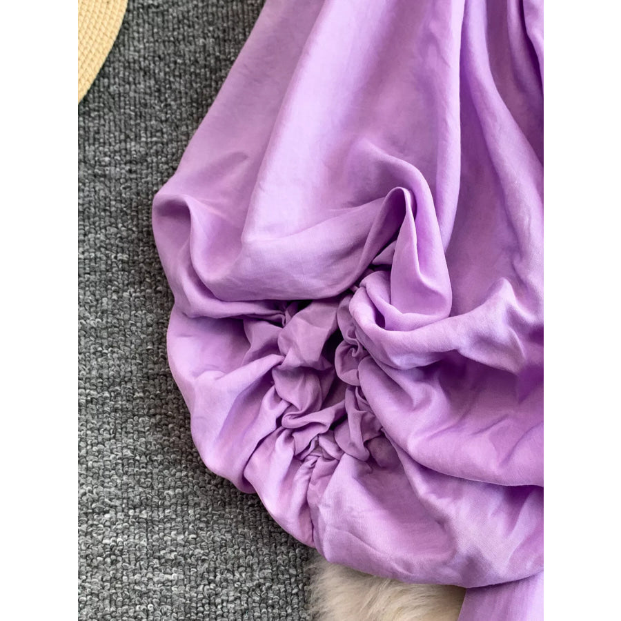 Balloon Sleeve Tie-Waist Dress Apparel and Accessories