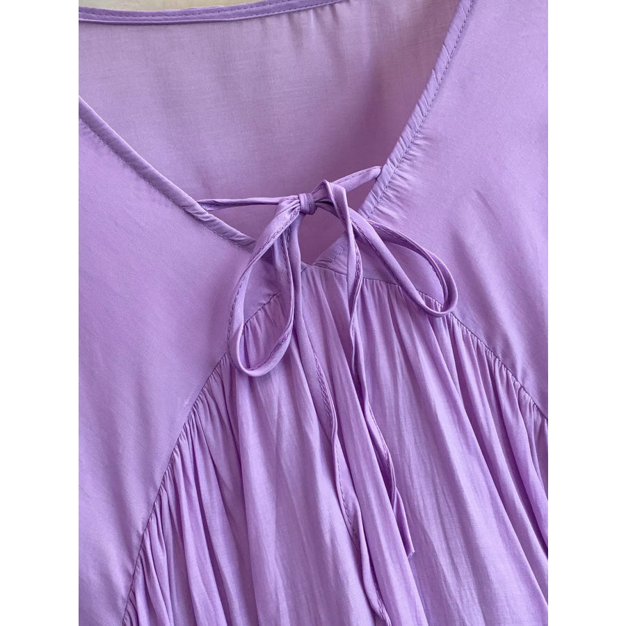 Balloon Sleeve Tie-Waist Dress Apparel and Accessories