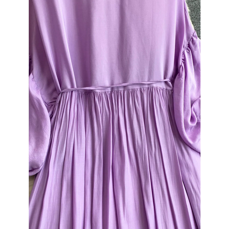 Balloon Sleeve Tie-Waist Dress Apparel and Accessories