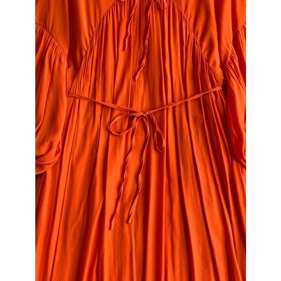 Balloon Sleeve Tie-Waist Dress Apparel and Accessories